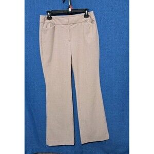 White House Black Market 6 Linen Look Taupe Dress Pants Wide Straight Legs